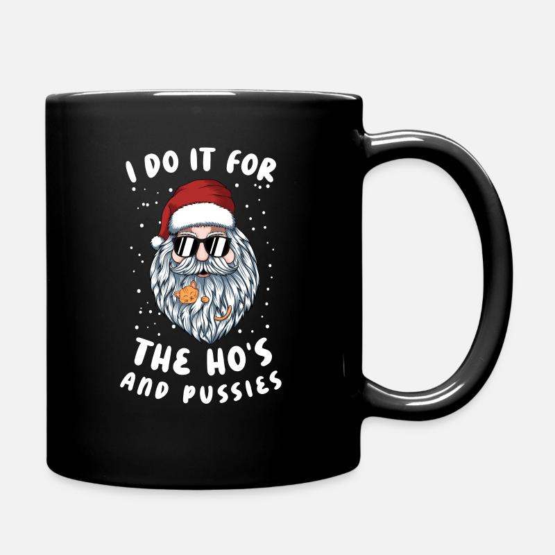 I do it for the hos Santa cat beard - Full Colour Mug - black