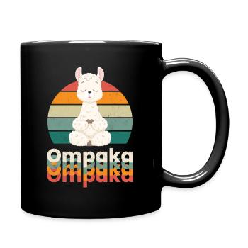 Ompaka – Lustiges Retro Alpaka Lama Yoga Design - Tasse einfarbig - Schwarz - Rechts