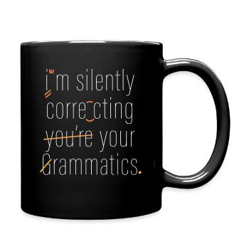 Je corrige silencieusement votre grammaire - Mug uni - noir - Droite