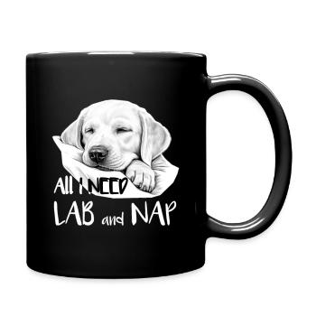 Labrador Hund Schlafen Niedlich Hundemama Welpe - Tasse einfarbig - Schwarz - Rechts
