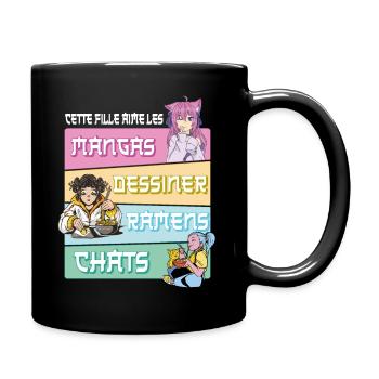Cette Fille Aime les Manga Ramen Chat Humour - Mug uni - noir - Droite