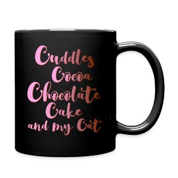 Cuddles cocoa chocolate cake cat fall favourites - Full Colour Mug - black - Right