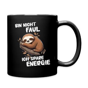Faultier Faultiere Tier Schlafen Faul - Tasse einfarbig - Schwarz - Rechts