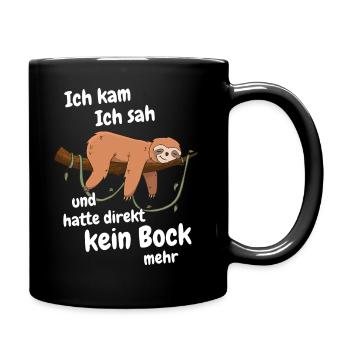 Faultier Faultiere Tier Schlafen Faul - Tasse einfarbig - Schwarz - Rechts