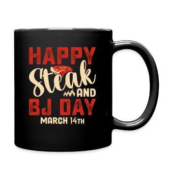 Happy steak and blowjob day man's dream - Full Colour Mug - black - Right