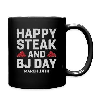 Erst Steak dann Blasen perfekterTag Männertraum - Tasse einfarbig - Schwarz - Rechts