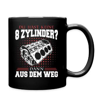 V8 Motor 8 Zylinder Hubraum Auto Tuning Tuner - Tasse einfarbig - Schwarz - Rechts