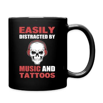 Easily Distracted By Music And Tattoos Tätowierer - Tasse einfarbig - Schwarz - Rechts