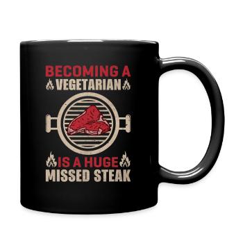 Steak Vegan Friend Grillmeister BBQ - Full Colour Mug - black - Right