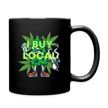 Ich kaufe lokal - Lustiges Cannabis-Design - Tasse einfarbig - Schwarz - Rechts
