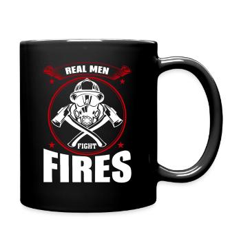 Echte Männer Bekämpfen Brände - Tasse einfarbig - Schwarz - Rechts