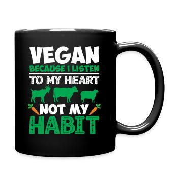 Vegan because I listen to my heart - Full Colour Mug - black - Right