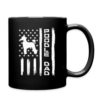 Poodle Dad US Flag Vintage Patriot Dog Lover Owner - Full Colour Mug - black - Right