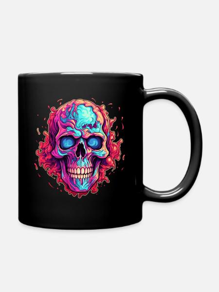 Crazy Skull - Bunter Totenkopf - Tasse einfarbig - Schwarz