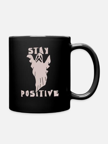 Ghost Stay Positive - Full Colour Mug - black