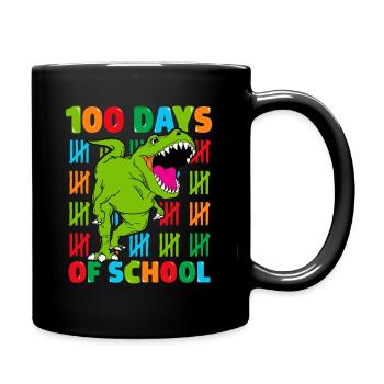 100th Day of School Dino Kids Happy 100 Days - Full Colour Mug - black - Right