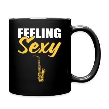 Feeling Saxy Saxophonspieler - Tasse einfarbig - Schwarz - Rechts