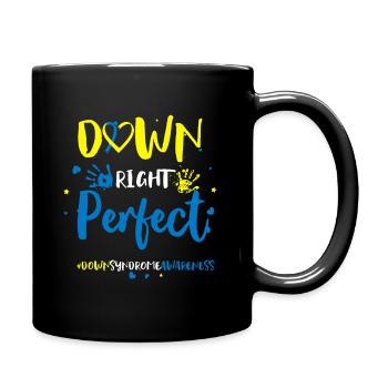 Down Right Perfect - Down Syndrome Awareness - Full Colour Mug - black - Right