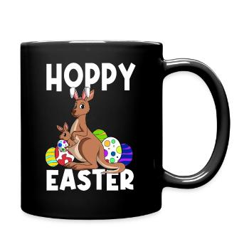 Hoppy Easter Süßes Ostern Känguru Osterhase - Tasse einfarbig - Schwarz - Rechts