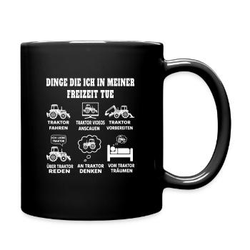 was ich in meiner Freizeit mache Traktor - Tasse einfarbig - Schwarz - Rechts