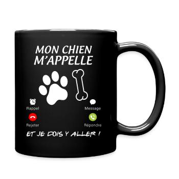 Mon Chien m'appelle Humour Empreinte de Chien - Mug uni - noir - Droite