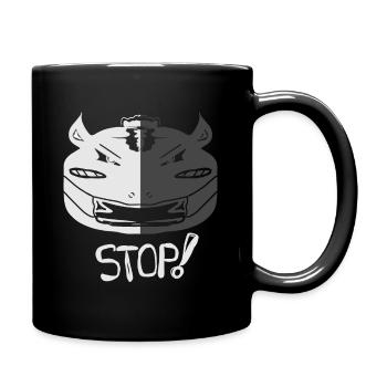 rhino stop and shut your mouth - Full Colour Mug - black - Right
