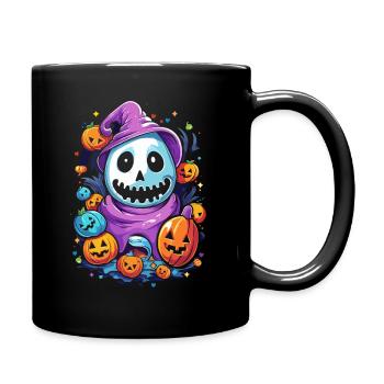 Smiling Ghost and Witch's Hat – Sweet Creepy Joy - Full Colour Mug - black - Right
