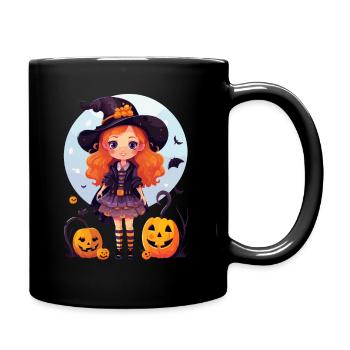 Halloween Magic: sorcière mignonne et citrouilles effrayantes - Mug uni - noir - Droite