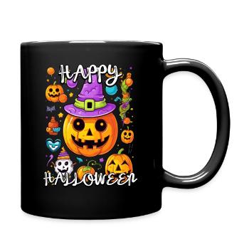 Citrouille enchanteresse avec chapeau de sorcière pour Halloween - Mug uni - noir - Droite