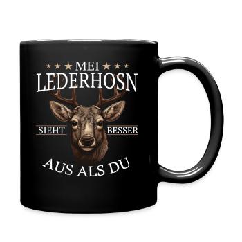 Hirsch Trachtenshirt Geweih Hirsche - Tasse einfarbig - Schwarz - Rechts