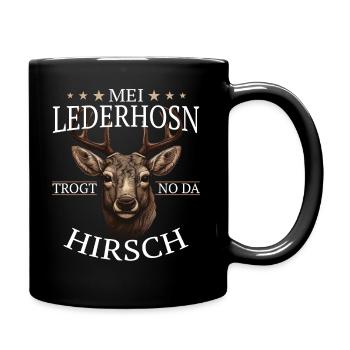 Hirsch Trachtenshirt Geweih Hirsche - Tasse einfarbig - Schwarz - Rechts