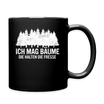 Baum Wald Bäume Natur Lustiger Spruch - Tasse einfarbig - Schwarz - Rechts