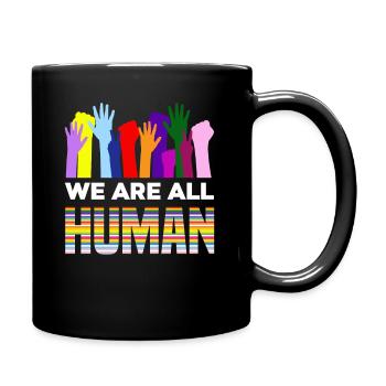 LGBTQ: We are all human beings - Full Colour Mug - black - Right