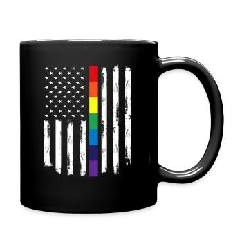 LGBTQ Regenbogen USA Amerika Fahne Geschenkidee - Tasse einfarbig - Schwarz - Rechts
