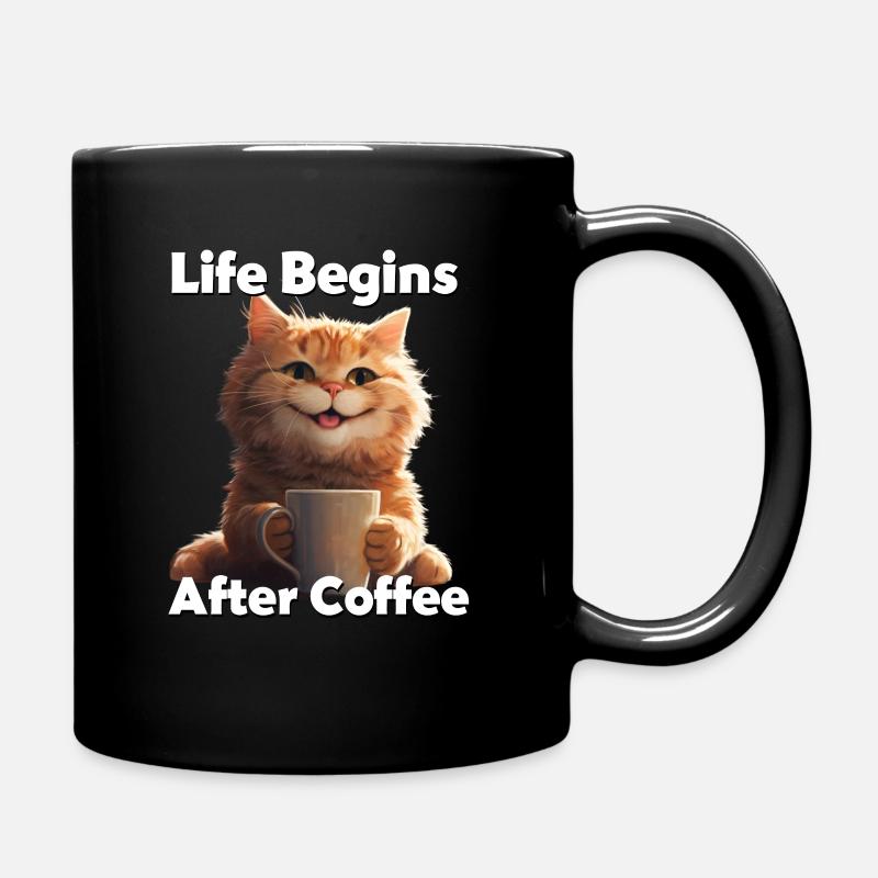 La vie commence après Coffe chat mignon - Mug uni - noir