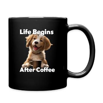 Life Begins after Coffe Dog - Full Colour Mug - black - Right