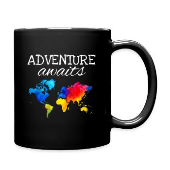 Carte du monde Aventure Voyage Cadeau - Mug uni - noir - Droite