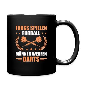 Dartsport Humor Männer spielen Darts Dartspieler - Tasse einfarbig - Schwarz - Rechts
