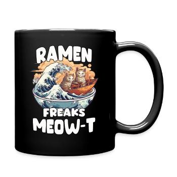 Kawaii Neko and Kanagawa wave for ramen fans. - Full Colour Mug - black - Right