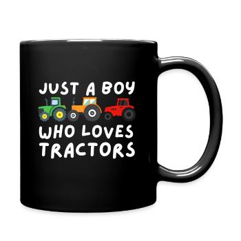 Just A Boy Who Loves Tractors - Farmer & Farming - Full Colour Mug - black - Right