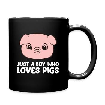 Schweinezüchter Junge Nur ein Junge, der Schweine liebt - Tasse einfarbig - Schwarz - Rechts