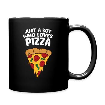 Nur ein Junge, der Pizza liebt - Tasse einfarbig - Schwarz - Rechts