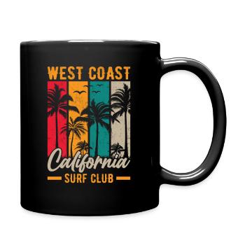 West Coast California Surfing Beach Palm Trees USA - Full Colour Mug - black - Right