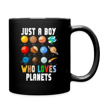 Nur ein Junge, der Planeten Sonnensystem liebt - Tasse einfarbig - Schwarz - Rechts
