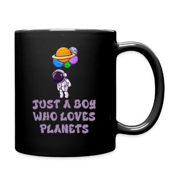 Nur ein Junge, der Planeten Sonnensystem liebt - Tasse einfarbig - Schwarz - Rechts