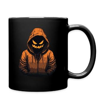 Gruselig-cooler Jack O'Lantern mit rotem Hoodie - Tasse einfarbig - Schwarz - Rechts