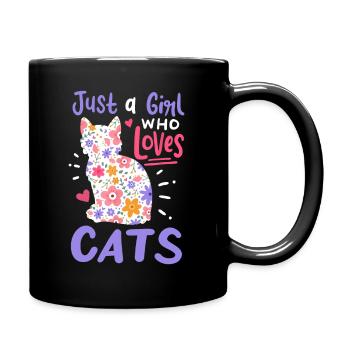 Katze Nur ein Mädchen, das Katzen liebt Geschenk für Katzenliebhaber - Tasse einfarbig - Schwarz - Rechts