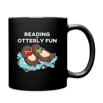 Seeotter Buchlesegeschenk, für Bücherwurmlehrer - Tasse einfarbig - Schwarz - Rechts