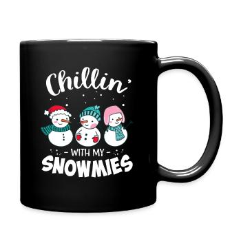 Chillin With My Snowmie Women Christmas Snowman - Full Colour Mug - black - Right