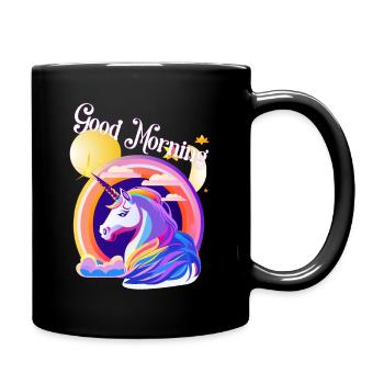 Guten Morgen Einhorn, bring mich durch den Tag - Tasse einfarbig - Schwarz - Rechts